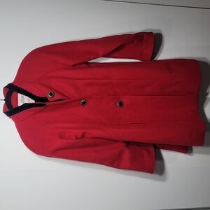Worthington Red Wool Pea Coat with Black Accents